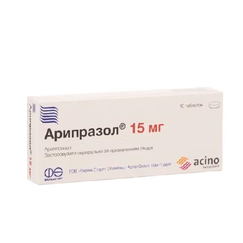 АРИПРАЗОЛ® таблетки, по 15 мг, по 10 таблеток у блістері, по 1 блістеру у картонній пачці